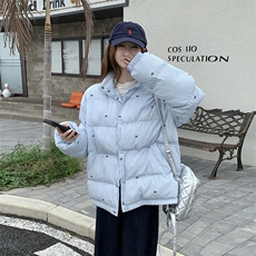 CC088-P85蓝色条纹棉袄蝴蝶结棉服外套女秋冬保暖宽松立领面包服，男装棉衣，星座911-3