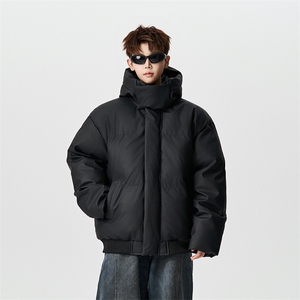 有长图冬季新款PU皮羽绒棉服男宽松连帽棉衣棉袄外套MF00760/P100图片