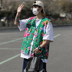 MJ03大花休闲男士风盘扣马甲大码花坎肩团队服喜庆婚礼服潮男，男装背心/马甲，星座115A(原星座507）