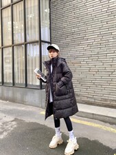 韩系连帽长款羽绒服，女装羽绒服，LiLi