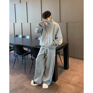 卫衣裤套装男女韩版潮流宽松百搭纯色2024秋冬ins两件套W6135-P85图片