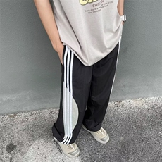 美式三杠条纹运动裤男夏季轻薄速干伞兵裤宽松休闲长裤K0970-P38，男装休闲裤，星座308B-2