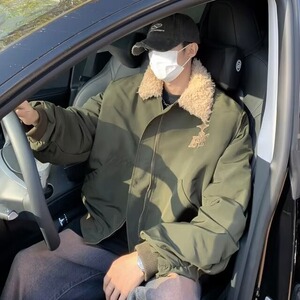 美式复古翻领时尚棉服男女冬季小牛津棉衣外套红棉袄潮MF206-P79图片