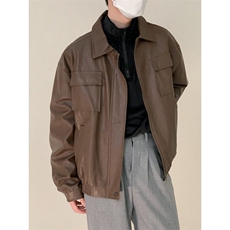 痞帅Pu皮衣小众设计感双拉链垫肩皮夹克男机车服秋冬外套PW637，男装夹克，星座1116A（原606A-3）