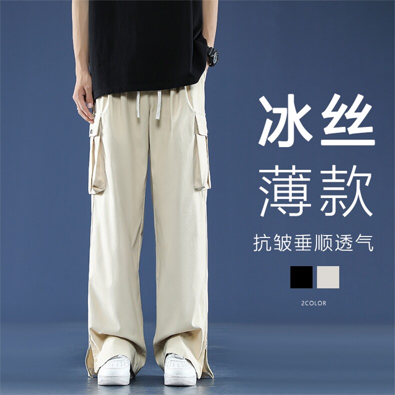 直筒美式工装长裤高街裤脚拉链设计柔顺亲肤休闲裤 K010-特批39图片