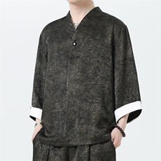 2025夏季新款男装新中式衬衣风肌理感禅服套头衬衫C97-P95，男装衬衫，电商B277(原6028)