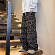 8XL-M羊羔绒裤子男冬季加绒加厚民族风重磅针织棉裤大码KZ023P78，男装休闲裤，电商B312