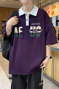 25065-特P40港风宽松翻领短袖POLO衫夏季时尚休闲T恤男打底衫图片