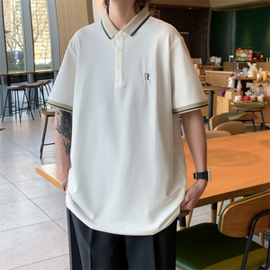 夏季翻领刺绣短袖T恤简约百搭潮流半袖Polo衫男上衣 T1481-P28图片