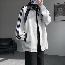 WY10190-特P60420g重磅-高品质-条纹设计感大码保暖卫衣外套男，男装棉衣，电商A059