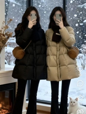 云朵泡芙羽绒服女2025冬季新款高级小个子韩系保暖白鸭绒外套，女装羽绒服，依恋蒂丝