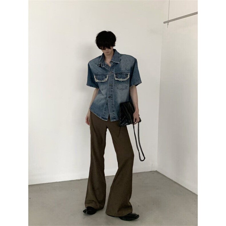 W9415-P48网图现货新款美式微喇休闲裤宽松直筒韩版百搭西裤,男装休闲裤,星座1608-2