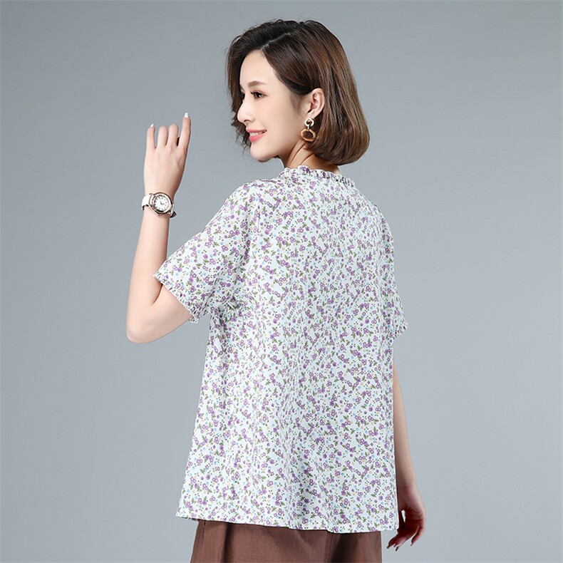 衬衫通勤年轻修身减龄舒适宽松韩版2021年夏季短袖,女装衬衫,叶笙衣