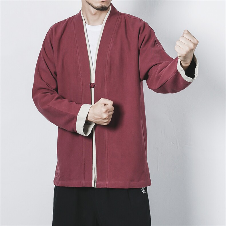 风唐装大码夹克外穿开衫复古休闲盘扣男装茶服道袍 JK602 P90图片