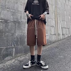 2023夏季字母刺绣运动短裤男潮牌宽松休闲五分卫裤DK0336-P30，男装休闲裤，星座308B-1