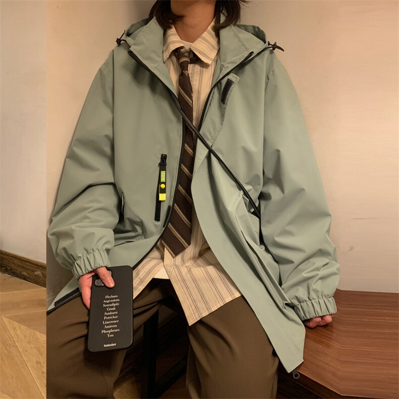 新款连帽冲锋衣夹克男港风潮流宽松休闲外套JK2306-P68,男装夹克,星座717