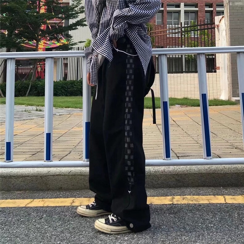 美式高街复古牛仔裤男嘻哈hiphop直筒宽松坠感垂感长裤HN915-P40图片