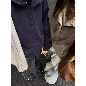【有货】DW69-P60美式休闲拼接格纹连帽卫衣时尚男女假两件休闲潮图片