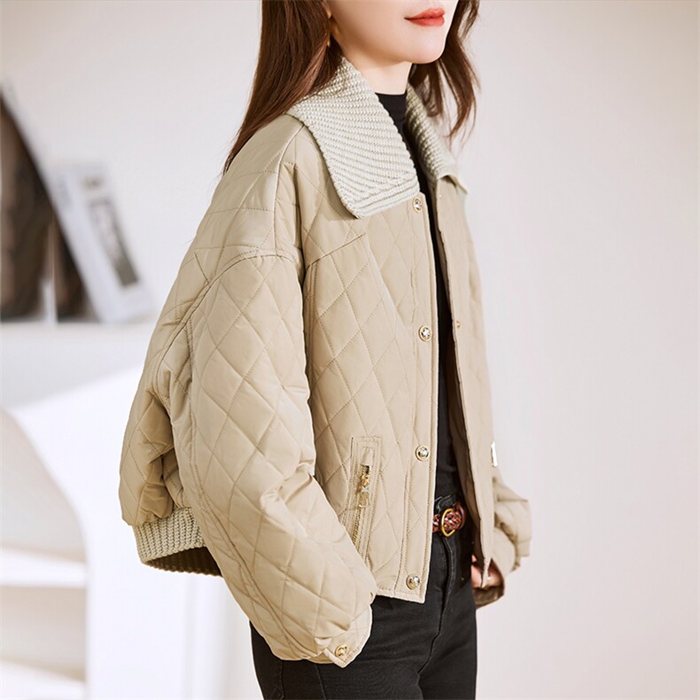 短款外套女2023新款冬季夹棉夹克秋冬薄款时尚棉衣棉服,女装棉衣/棉服,贵人树