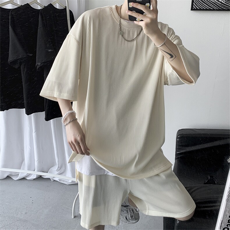 冰丝休闲运动套装男士夏季潮帅气潮牌男装薄款短袖衣服TZ102/P70,男装休闲套装,星座206（原A221）