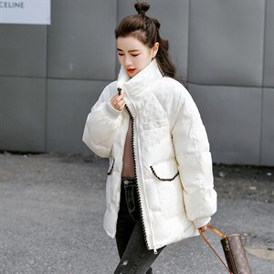 羽绒服女款冬2021年新款加厚面包服立领时尚宽松冬季外套潮图片