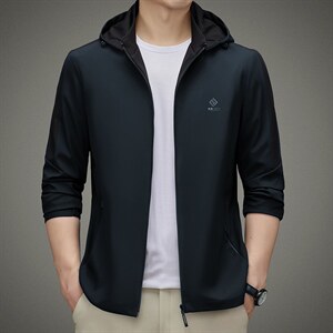 春秋季连帽运动卫衣开衫外套2023秋装新款中年男装爸爸夹克图片