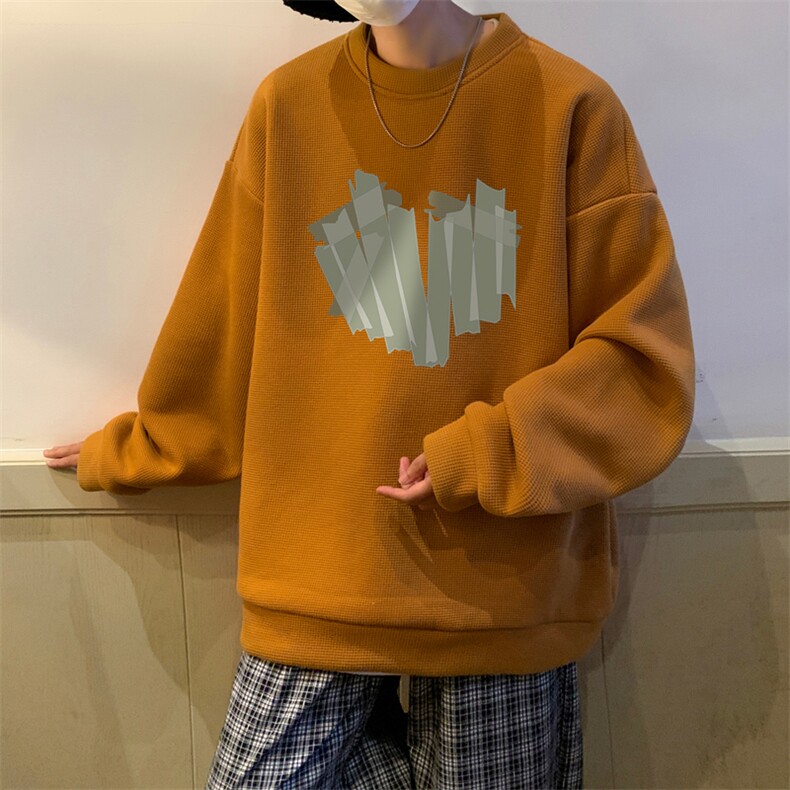 情侣爱心卫衣男款春秋季潮流慵懒潮牌宽松大码华夫格2025新款衣服,男装卫衣,电商B367