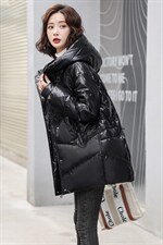 时尚保暖黑色长款羽绒服女冬季必备显瘦外套，女装羽绒服，千千佰惠