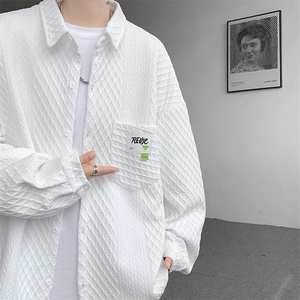 衬衫男秋季新款港风宽松提花长袖大码衬衣CS027-P45(现货）图片