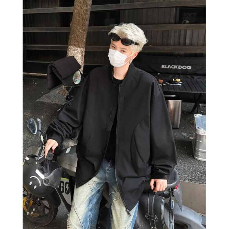 F607P55男士春秋季潮流复古时尚休闲宽松纯色情侣棒球服外,男装夹克,星座512-6