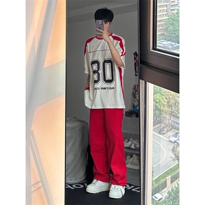 25年春季水洗高街vibe直筒宽松阔腿五色牛仔裤NZ2310-P55控78图片