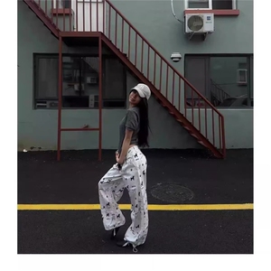 高街vibe潮牌黄泥染水洗做旧破洞牛仔裤男美式复古宽松直筒阔腿裤图片