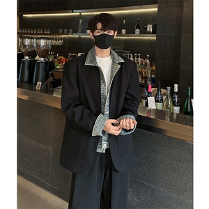 假两件牛仔西装外套潮牌夹克休闲百搭西服外套B289-XZ8228-P135
