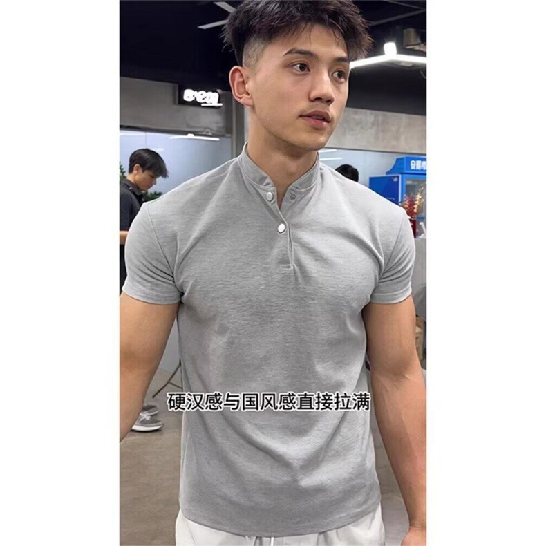 夏季男士短袖t恤高端有领子潮流青年立领上衣服半袖休闲薄款,男装Polo衫,四季星座505