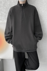 8XL-M重磅软糯美式半拉链立领卫衣男秋宽松大码复古POLO衫WY32P58，男装Polo衫，电商D206-1