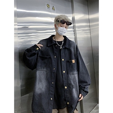 秋季美式复古水洗做旧牛仔衬衫外套男女潮牌宽松休闲工装衬衣夹克，男装夹克，星座410-6（原星座1304-1）