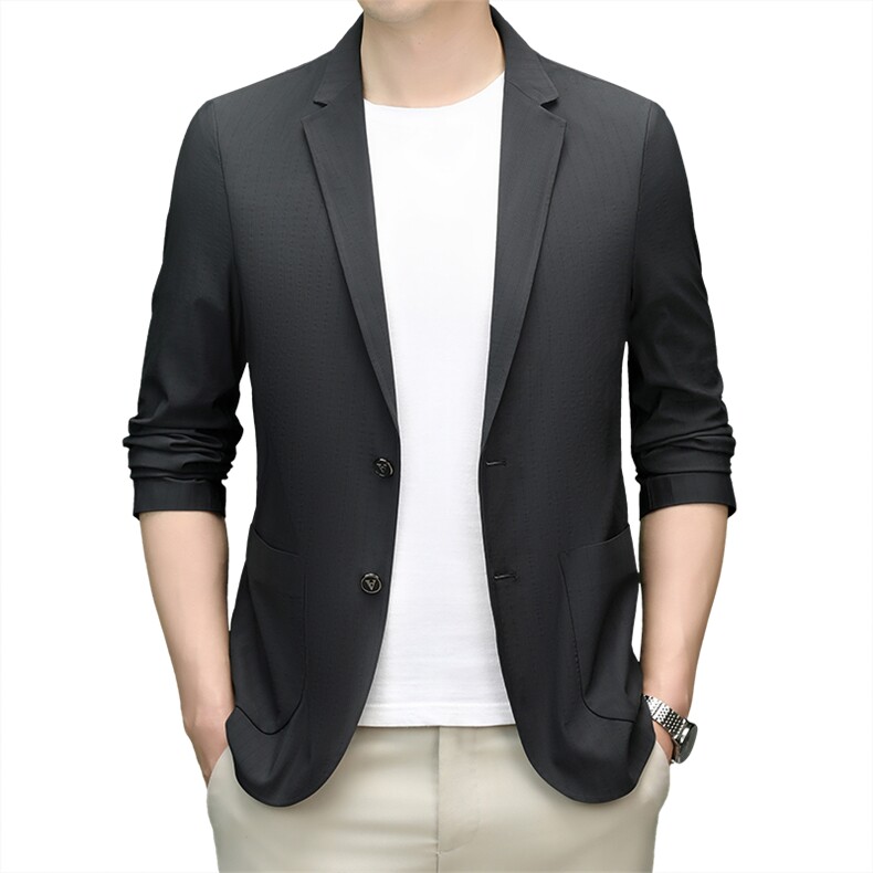 高品质夏季冰丝无缝压胶防晒休闲西服男士轻薄休闲小西装单西外套,男装西服,钱塘723