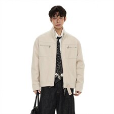 26春装高品质老钱风立领夹克外套男女美式潮牌拉链工装风宽松上衣，男装夹克，电商A486