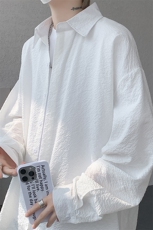 8XL-M泡泡纱盐缩肌理长袖衬衫男夏季冰丝外套防晒衬衣CS29007P40，男装衬衫，电商B312