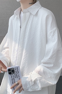 8XL-M泡泡纱盐缩肌理长袖衬衫男夏季冰丝外套防晒衬衣CS29007P40图片