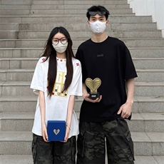 万针全刺绣工艺抖音得物高品质260克重磅纯棉双纱美式高街短袖T恤，男装T恤，电商A486