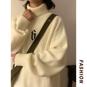 高领毛衣男美式复古重磅hiphop冬款加绒加厚超厚高级感慵懒针织衫图片