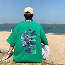 电商DSA028-DTP1221特P19棉230克纯棉短袖港风印花男，男装T恤，电商A028