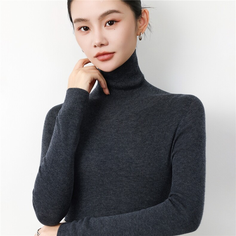 2025年秋季新款十八针一线堆堆领羊毛衫时尚休闲通勤百搭,女装羊毛衫,戎洋