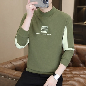春季新款男士时尚潮流圆领拼接长袖卫衣打底衫XZ310B-2-J1123-P40图片