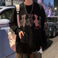 M3113-P68秋冬圆领毛衣小熊男针织衫学生宽松潮大码上衣外套控88,男装针织衫/毛衣,电商A009A（原A058A）