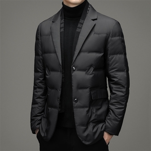 2023冬季新款加厚保暖西装羽绒服中青年商务休闲男士白鸭绒外套图片