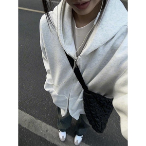 抖音得物品质二开26春装男女美式高街结构双拉链开衫卫衣外套图片