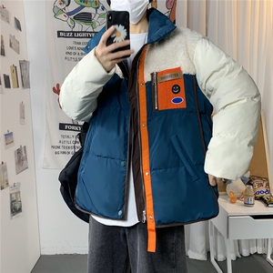 1港风80%白鸭绒宽松保暖无帽羽绒服男羊羔毛拼接羽绒外套7958P225图片