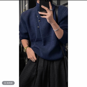 抖音原版800克高密度品质高领纽扣针织毛衣男潮 MY009-P85(网图）图片
